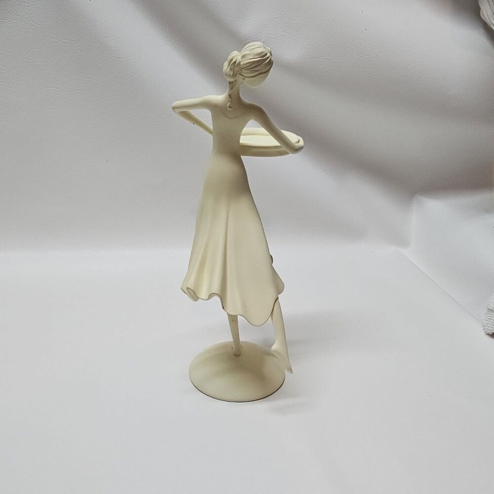 PartyLite Cream Metal Figurine Candle Holder, Matte Finish, Contemporary Decor